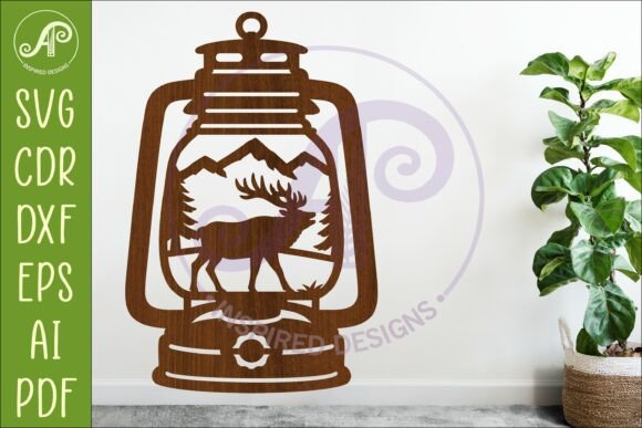 Camping Lantern Scene Elk Wall Sign Design