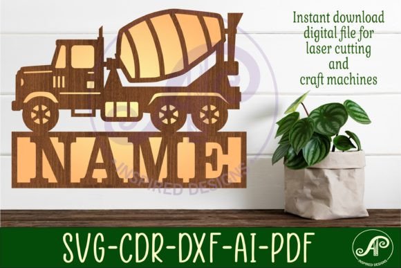 Cement Truck Name Sign SVG Cut File