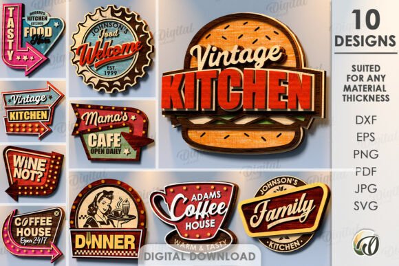 Kitchen Retro Wall Decors Bundle Laser: A Practical Guide to Digital Design Files