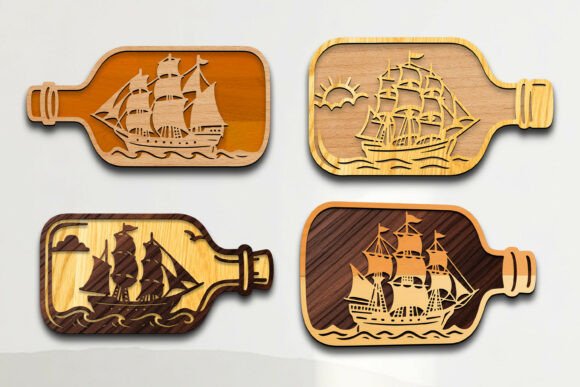 Laser Cut Bottle Ship Wall Art SVG: A Nautical Design Guide