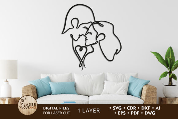 Laser Cut Metal Art: The COUPLE One-Line Design
