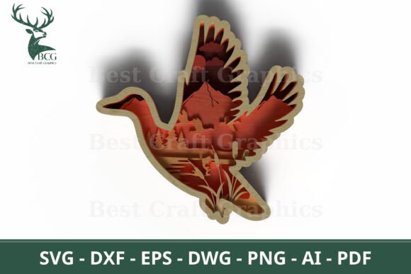Layered Flying Duck Forest SVG: Elevating Rustic Décor with Precision Laser Cutting