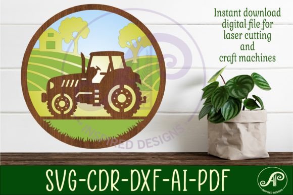 Tractor Layered Scene Wall Art SVG Guide