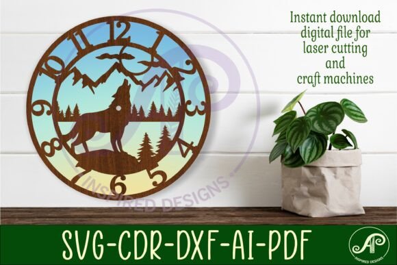 Wolf Wall Clock Laser Cut Files, SVG: Bringing Wild Elegance to Your Home Decor
