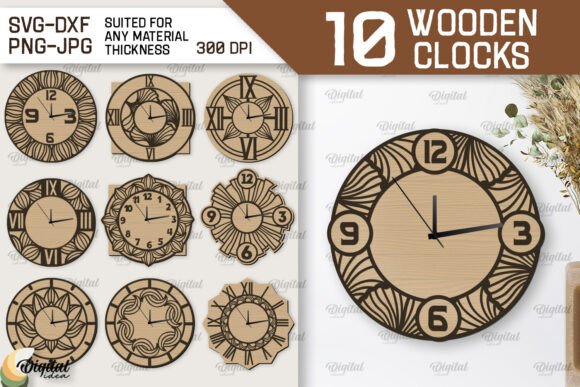 Wooden Wall Clocks Laser Cut Bundle